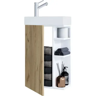 VCM Waschbeckenunterschrank »VCM 2-tlg Set   Waschplatz für Gäste WC   Gästebad   Waschtisch   Badezimmer Set ¿ Lumia« 2 Stk. tlg., weiß