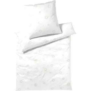 elegante Mako-Satin-Bettwäsche-Garnitur Stardust Farbe Weiss Größe 135x200+80x80 - Weiß