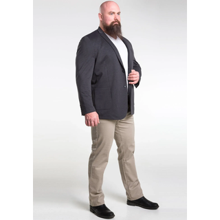 Jerseysakko MAN'S WORLD PLUS "Grosse Grössen", Herren, Gr. 76, grau (dunkel grau), Jersey, Obermaterial: 79% Polyester, 21% Viskose. Futter: 100% Polyester. Ärmelfutter: 98% Baumwolle, 2% Elasthan, unifarben, bequem, mit Knöpfen, Sakkos Jerseysakko