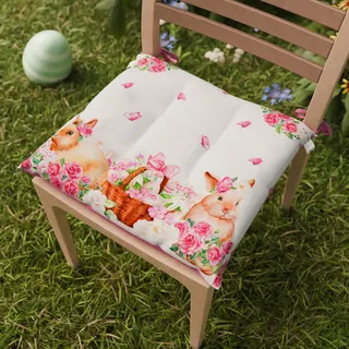 PETTI Artigiani Italiani - Sitzkissen für Küchenstuhl, Ostern, Set mit 6 Kissen für Stühle, Küche, aus Mikrofaser mit Digitaldruck und Bändern, 100% Made in Italy