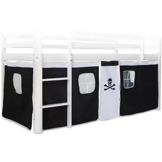Homestyle4u Vorhang für Hochbett Pirat , Weiß , Textil , 197x86x1 cm , Babymöbel & Kindermöbel, Kinderzimmer & Jugendzimmer, Kinderbettzubehör