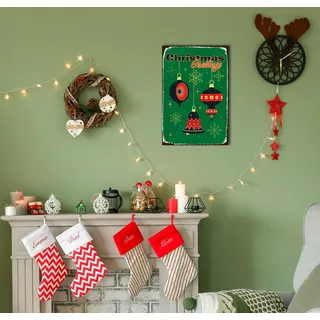 queence Metallbild »Christmas Greetings« Schriftzug   Schriftzüge   Weihnachten   Weihnachtsbaumkugel 1 Stk. tlg. Stahlschilder, rot