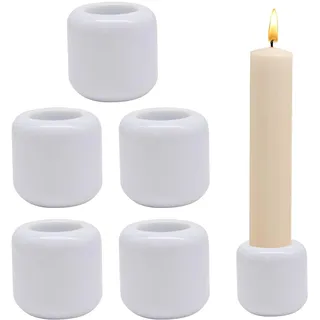 Keramik Kerzenhalter Set, 5-teiliger Satz weißer Kerzenhalter, Kerzenlicht Kerzenhalter, passend für Kerzentüllen für Kerzenbeleuchtung, Geeignet für Altarzeremonien, Kerzenbeleuchtung Innendekoration