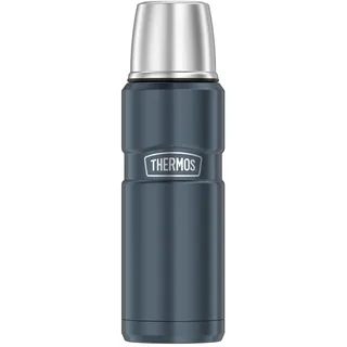 Thermos STAINLESS KING Thermosflasche 0,47 l, 12 h heiß, ice grey | 24h kalt, mit Trinkbecher, absolut dicht, Edelstahl-Isolierflasche, kompakt & robust für Reise & Camping, eisgrau glänzend