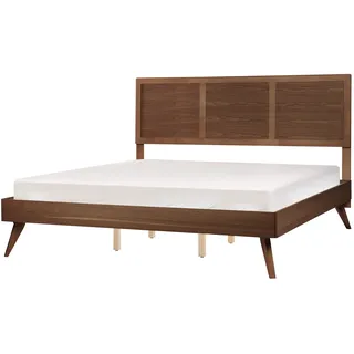 Beliani Holzbett, Dunkelbraun, Holzwerkstoff, 180x200 cm