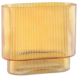 KAYLETIN Geriffelte Vase für Blumen, bernsteinfarbene Glasvasen für Tulpen, moderne Blumenvase, geriffelte Glasvasen für Geburtstag, Hochzeit, Einweihung, Jahrestag, Verlobung, 18 cm