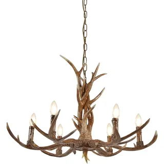 Industrial-Nordic Stag Polycarbonat Kronleuchter Braun 6 Lichter E14