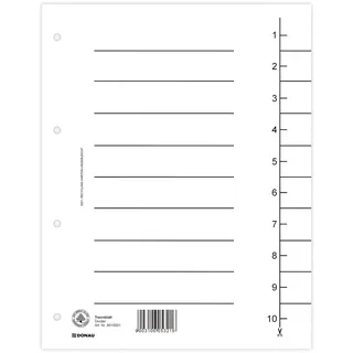 Donau Elektronik Trennblätter 100er Pack Weiß