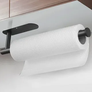 Küchenrollenhalter Schwarz, Edelstahl Wand Paper Towel Holder Klebend Ohne Bohren für Zewa Rollenhalter(Schwarz, Oval 33,4cm)