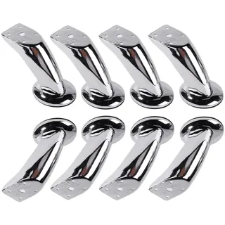 8er Set Möbelbeine Metall | Schrankfüße [Höhe-12 cm] | Beine für Sofas, Bett, Stühle, Couchtische, Schränke und andere Möbel | Sockelfuß | Tischbeine - Möbelfüße | Sofafüße | Schrankfuß - Silber