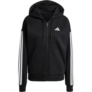 adidas Essentials 3 Stripes Fleece Reißverschlusspullover - Black / White - L, - Regular