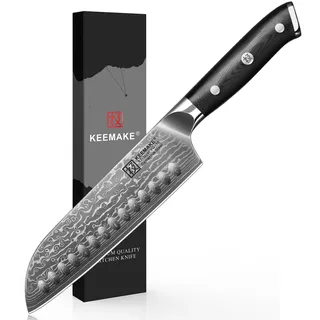 KEEMAKE 18cm Damastmesser Santoku Japanisches Kochmesser