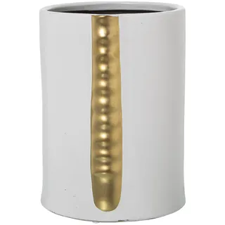 Tischvase aus Keramik in Weiß und Gold, 19 x 17 x 25 cm