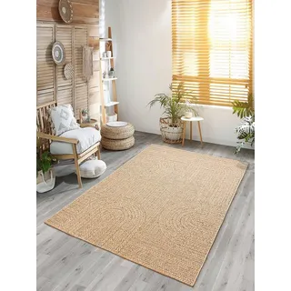 The CarPET Kansas In- und Outdoor Teppich im Jute-look, Wetterfest, Geeignet für Terrasse, Natur, 060 x 180 cm