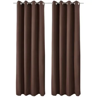 Beautissu Vorhang Amelie TO mit Öse 140x245cm Braun (2tlg) , Textil , 140x245x1 cm , Heimtextilien, Vorhänge, Fertigvorhänge, Ösenvorhänge