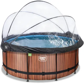 EXIT TOYS EXIT Wood Pool 360 x 122 cm inkl. Sandfilteranlage, Abdeckplane, Poolleiter, Reparaturset