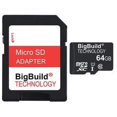 BigBuild Technology 64GB Ultraschnelle 80MB/s microSDXC Speicherkarte Kompatibel mit DJI Air 2S, Combo, Mavic 3, Mavic Air 2, Mini 2 Drohne