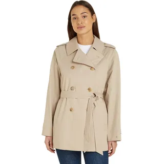 Tommy Hilfiger Damen Trenchcoat Cotton Short Kurzmantel, Beige (Beige), 38