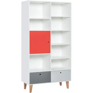 Petits-meubles Bücherregal Rot , Holzwerkstoff , 45x201.5x105 cm , Wohnzimmer, Regale, Bücherregale