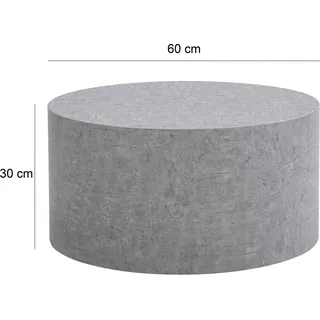 FineBuy Couchtisch MONOBLOC Rund Modern 60x60x30 cm Wohnzimmertisch - Grau