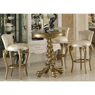 Barhocker Stuhl Sessel Bar Hausbar für Theke Tresen Barschrank Barock Rokoko Neu - Weiß
