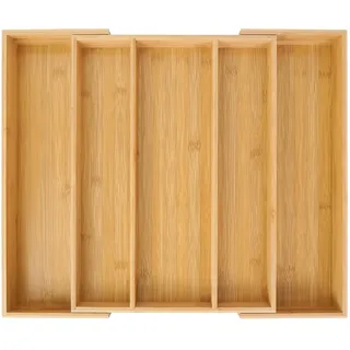 Utoplike Besteckkasten für Schubladen, Ausziehbar Besteck Organizer Küche, Schubladeneinsatz Holz, Bambus schubladen Organizer, 3–5 Fächer für Utensilien