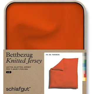 Schlafgut Bettbezug »Knitted Jersey uni, aus Bio-Baumwolle mit Elasthan, Reißverschluss« bügelfrei, Mix & Match Bettwäsche: passender Kissenbezug erhältlich, rot