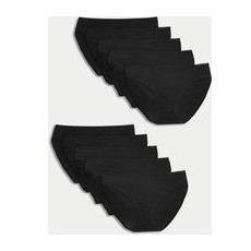 Womens M&S Collection 10pk Pure Cotton Bikini Knickers - Black, Black - 14