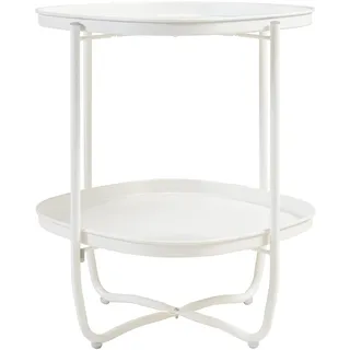 [en.casa] Tabletttisch ‘Sandefjord’ - Weiß , Metall , Quadratisch , 46x57.5x46 cm , Gartenmöbel, Gartentische, Garten-Beistelltische