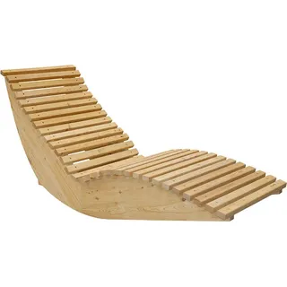 HOME DELUXE Wellenholzliege WOLGA - 60 cm | Holzliege, Gartenliege, Designliege, Sonnenliege - Naturbelassen, Beige