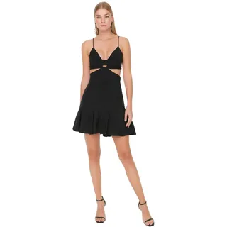 TRENDYOL Damen Mini Skater Regular Dress Kleid, Schwarz, 40 EU