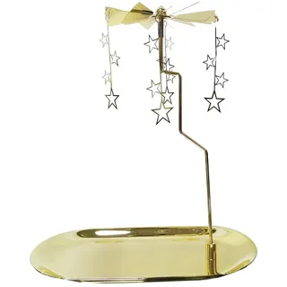 kingnero Karussell Kerze Tray Rotary Kerzenhalter Spinning Windmühle Teelicht Kerzenständer für Familie oder Freunde Geschenke (Goldenes Tablett & Sterne)