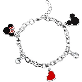 Disney Micky Maus Mickey und Minnie Frauen Armkette silberfarben Messing Disney, Fan-Merch, Filme, Geschenke
