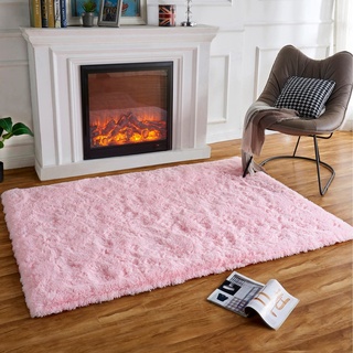 HARESLE Rechteckige Flauschige Teppiche, Zottelige Rosa Teppiche Für das Schlafzimmer-Superweiche Flauschige rutschfeste Teppiche (Rosa/90×160cm)