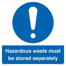 Warnschild "Hazardous Waste Must Be Stored Separatly", 300 x 300 mm, S30