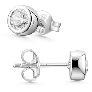 Materia Zirkonia Ohrringe Silber 925 weiß - Kleine Damen Ohrstecker SO-378-5