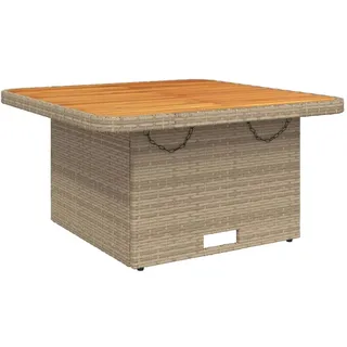 vidaXL Gartentisch Beige 80x80x71 cm Poly Rattan und Akazienholz - Beige