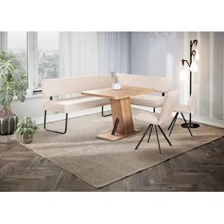 OTTO home "Gabi Essecke, Sitzgruppe, Eckbankgruppe, Küchenbankgruppe", Set, 4tlg, 4 tlg. tlg. Gestell aus matt-schwarzem Flachmetall, stabil, 2-Stoff-Design, helles beige, hellbeige, schwarz,