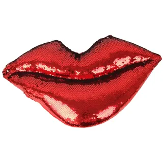 JECOMPRIS Rotes Pailletten Lippenkissen als Sofakissen für Büro und Zuhause | Einseitiger Feinflanell, Seidenfaserfüllung, Auffällige Lippenform, als Deko für Schlafzimmer und Wohnzimmer