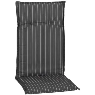 Gardenson Sesselauflage , Weiß, Grau , Textil , Streifen , Füllung: Schaumstoff, Fleece , 50x6x118 cm , Handmade in Europe , pflegeleicht, für den Außenbereich geeignet, wetterfest, mittels Bändern zu befestigen, bügelfrei , Gartenmöbel, Gartenpolster & Auflagen, Sesselauflagen