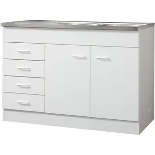 kochstation Spülenschrank KS-Elster 120 x 60 x 85 cm Weiß
