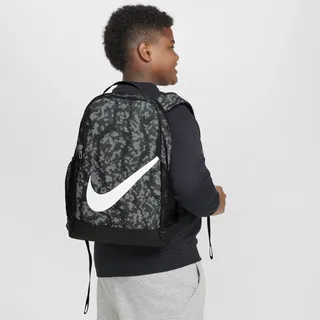 Nike Brasilia Backpack - Cat Aop Fa24, Black/Black/White, HF6651-010, MISC