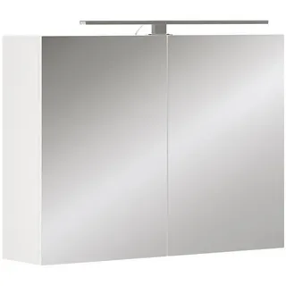 Vicco Badspiegelschrank Lavio Weiß 80 x 60 cm mit LED-Beleuchtung , Holzwerkstoff , 2 Fächer , Rechteckig , 80x60x20 cm , Badezimmer, Badezimmerspiegel, Spiegelschränke