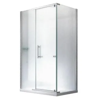 Glaszentrum Hagen Hephaistos Komplettdusche mit Drehtür rechts 100 x 195 cm Weiß/Satiniert Duschwanne