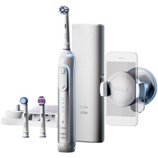 Oral-B Genius 8200 Elektrische Zahnbürste, mit Smartphone-Halterung und drei Aufsteckbürsten, weiß