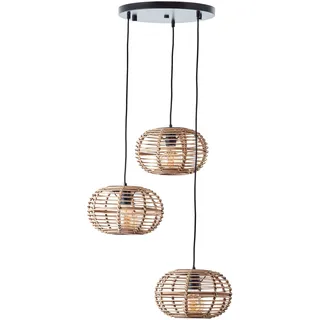 Brilliant Pendelleuchte »Woodball«, 3 flammig, Leuchtmittel E27   ohne Leuchtmittel, 3 flammige Bambus Hängelampe - 3 x E27 max. 40 W - 142 cm - D 57 cm, schwarz