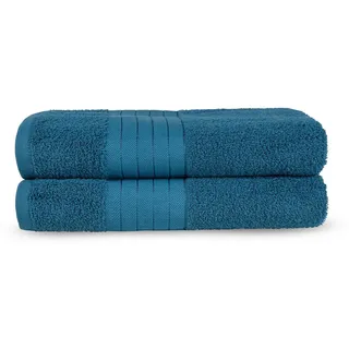 Frottierset , Petrol , Textil , 2-teilig , Uni , 70x140 cm , Oeko-Tex® Standard 100 , saugfähig, angenehm weich, Bordüre , Heimtextilien, Badtextilien, Handtuchsets