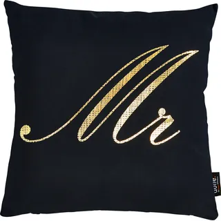 done.® Dekokissen »Stone Mr« mit Schriftzug Mr, Kissenhüle mit Füllung, 1 Stück, goldfarben