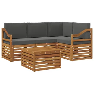 vidaXL Outdoor-Sofagarnitur mit Kissen 5 pcs Natur und Anthrazit - Weiß