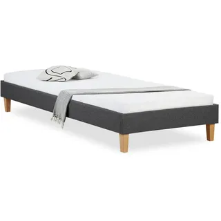 Homestyle4u Polsterbett mit Lattenrost 90/200 cm in Grau , Textil , 90x200 cm , Schlafzimmer, Betten, Polsterbetten